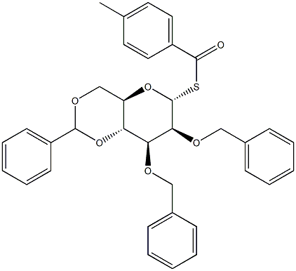 4-Toluoyl 2,3-di-O-benzyl-4,6-O-benzylidene-a-D-thiomannopyranoside 结构式