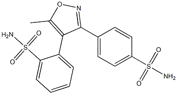 2-(5-methyl-3-(4-sulfamoylphenyl)isoxazol-4-yl)benzenesulfonamide 化学構造式