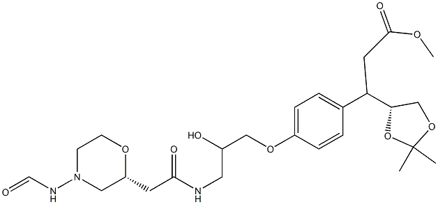 ((R)-2,2-dimethyl-1,3-dioxolan-4-yl)methyl 3-(4-((R)-2-hydroxy-3-((2-(morpholine-4-carboxamido)ethyl)amino)propoxy)phenyl)propanoate Struktur