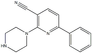 6-Phenyl-2-(piperazin-1-yl)nicotinonitrile 化学構造式