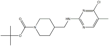 tert-Butyl 4-(((4-chloro-5-methylpyrimidin-2-yl)amino)methyl)piperidine-1-carboxylate 化学構造式