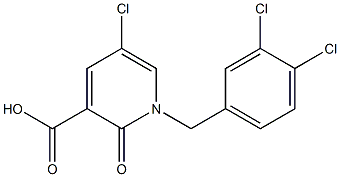 5-Chloro-1-(3,4-dichlorobenzyl)-2-oxo-1,2-dihydropyridine-3-carboxylic acid 化学構造式