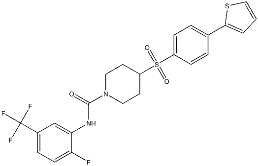 N-[2-FLUORO-5-(TRIFLUOROMETHYL)PHENYL]-4-([4-(2-THIENYL)PHENYL]SULFONYL)PIPERIDINE-1-CARBOXAMIDE Structure