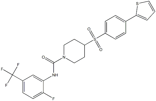  N-[2-FLUORO-5-(TRIFLUOROMETHYL)PHENYL]-4-([4-(2-THIENYL)PHENYL]SULFONYL)PIPERIDINE-1-CARBOXAMIDE