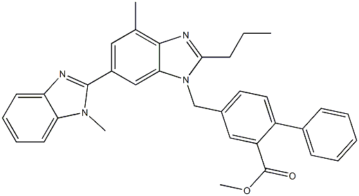 Methyl 4[[2-n-Propyl-4-methyl-6-(1-methylbenzimidazol-2-yl)-benzimidazol-1-yl]methyl]biphenyl-2-carboxylate Structure