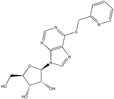 6-(2-Pyridylmethylthio)-9-(b-D-ribofuranosyl)purine 化学構造式