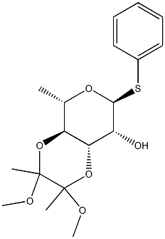 Phenyl3,4-O-(2,3-dimethoxybutan-2,3-diyl)-a-L-thiorhamnopyranoside 化学構造式