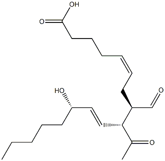 (5Z,8R,9R,10E,12S)-9-acetyl-8-formyl-12-hydroxyheptadeca-5,10-dienoic acid Structure