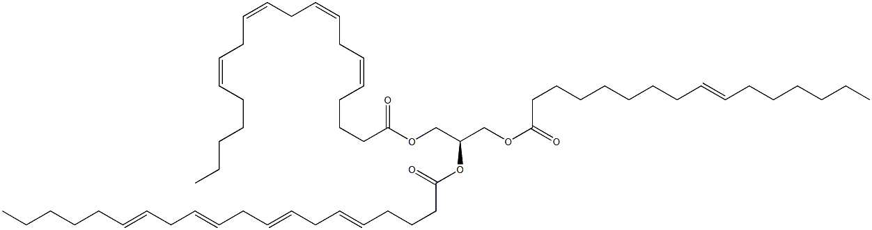 1-(9Z-hexadecenoyl)-2,3-di-(5Z,8Z,11Z,14Z-eicosatetraenoyl)-sn-glycerol 结构式