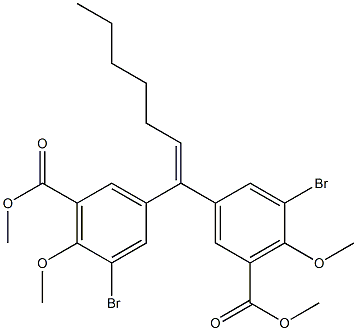 3',3''-dibromo-4',4''-dimethoxy-5',5''-bis(methoxycarbonyl)-1,1-diphenyl-1-heptene Struktur