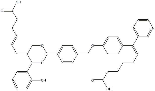 7-(4-((4-(5-(5-carboxypent-2-enyl)-4-(2-hydroxyphenyl)-1,3-dioxan-2-yl)benzyl)oxy)phenyl)-7-(3-pyridyl)hept-6-enoic acid 结构式