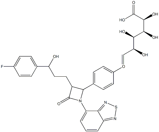 1-O-(4-(1-(2,1,3-benzothiadiazol-4-yl)-3-(3-hydroxy-3-(4-fluorophenyl)propyl)-2-oxo-4-azetidinyl)phenyl)glucuronic acid,,结构式