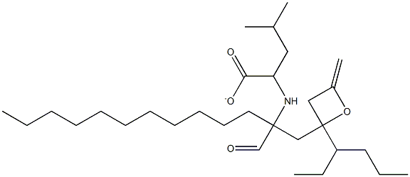 N-formyl-1-((3-hexyl-4-methylene-2-oxetanyl)methyl)dodecyl 2-amino-4-methylpentanoate 结构式