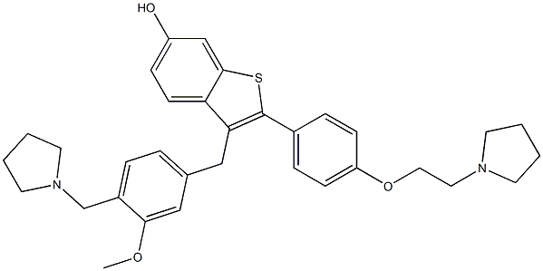 6-hydroxy-3-(3-methoxy-4-((1-pyrrolidinyl)methyl)benzyl)-2-(4-(2-(1-pyrrolidinyl)ethoxy)phenyl)benzo(b)thiophene|