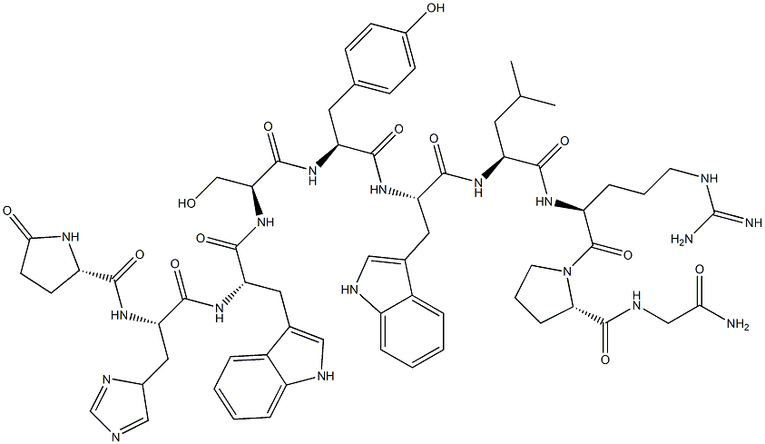 pyroglutamyl-histidyl-tryptophyl--seryl-tyrosyl-tryptophyl-leucyl-arginyl-prolyl-glycinamide|