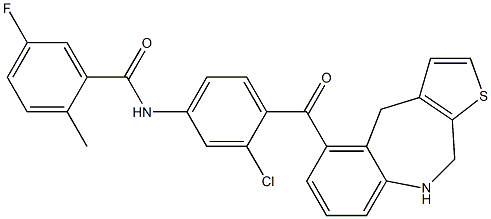 5-(((2-chloro-4-(5-fluoro-2-methylphenyl)carbonylamino)phenyl)carbonyl)-9,10-dihydro-4H-thieno(2,3-c)(1)benzazepine,,结构式