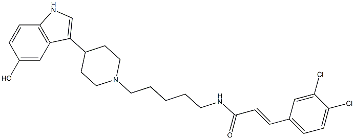 3-(1-(((3-(3,4-dichlorophenyl)propenoyl)amino)pentyl)piperidin-4-yl)-5-hydroxyindole Struktur