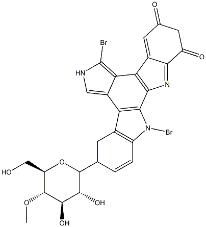 3,9-dibromo-12-(4-O-methylglucopyranosyl)-6,7.12,13-tetrahydroindolo(2,3-a)pyrrolo(3,4-c)carbazole-5,7-dione 结构式