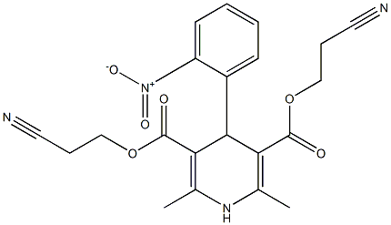 1,4-dihydro-2,6--dimethyl-4-(2-nitrophenyl)-3,5-pyridinedicarboxylic acid bis(2-cyanoethyl) ester,,结构式
