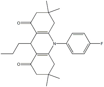 10-(4-fluorophenyl)-3,3,6,6-tetramethyl-9-propyl-3,4,6,7,9,10-hexahydroacridine-1,8(2h,5h)-dione Struktur