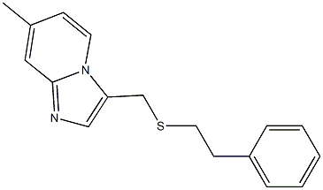 7-methyl-3-((phenylethyl)thiomethyl)imidazo(1,2-a)pyridine 结构式