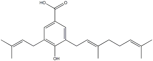 3-geranyl-4-hydroxy-5-(3'-methyl-2'-butenyl)benzoic acid|