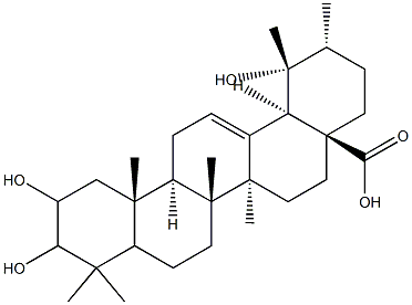 2,3,19-trihydroxy-12-ursen-28-oic acid,,结构式
