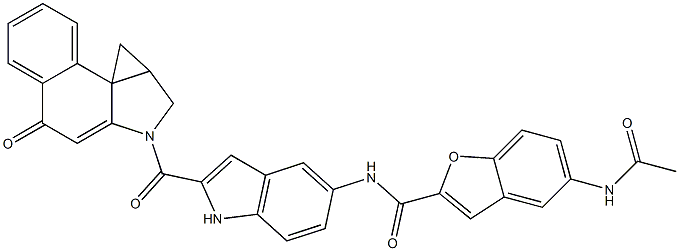 2-((5-((5-acetamino-1H-benzofuran-2-ylcarbonyl)amino)-1H-indol-2-yl)carbonyl)-1,2,9,9a-tetrahydrocyclopropa(c)benz(e)indol-4-one|