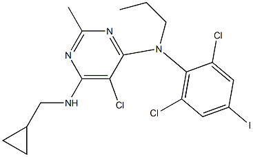 5-chloro-N-cyclopropylmethyl-N-(2,6-dichloro-4-iodophenyl)-2-methyl-N-propylpyrimidine-4,6-diamine,,结构式