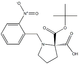 Boc-(R)-alpha-(2-nitro-benzyl)-proline Structure