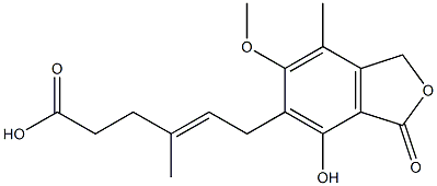 (E)-6-(4-hydroxy-6-methoxy-7-methyl-3-oxo-1H-isobenzofuran-5-yl)-4-methyl-hex-4-enoic acid 结构式