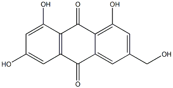 1,6,8-trihydroxy-3-(hydroxymethyl)anthracene-9,10-dione 结构式