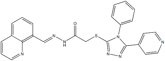 2-[(4-phenyl-5-pyridin-4-yl-1,2,4-triazol-3-yl)sulfanyl]-N-(quinolin-8-ylmethylideneamino)acetamide 化学構造式