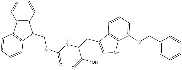 2-{[(9H-fluoren-9-ylmethoxy)carbonyl]amino}-3-[7-(benzyloxy)-1H-indol-3-yl]propanoic acid,,结构式