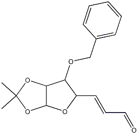 3-(6-Benzyloxy-2,2-dimethyl-tetrahydro-furo[2,3-d][1,3]dioxol-5-yl)-propenal,,结构式