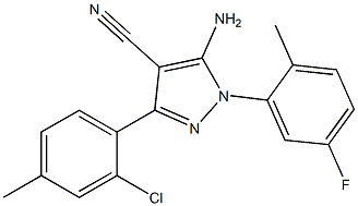 5-amino-1-(5-fluoro-2-methylphenyl)-3-(2-chloro-4-methylphenyl)-1H-pyrazole-4-carbonitrile 结构式