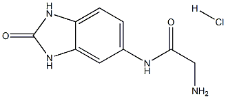 2-AMINO-N-(2-OXO-2,3-DIHYDRO-1H-BENZIMIDAZOL-5-YL)ACETAMIDE HYDROCHLORIDE 化学構造式