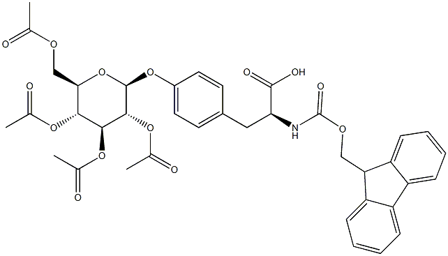 N-FMOC-O-(2,3,4,6-TETRA-O-ACETYL-BETA-D-GLUCOPYRANOSYL)-L-TYROSINE,,结构式