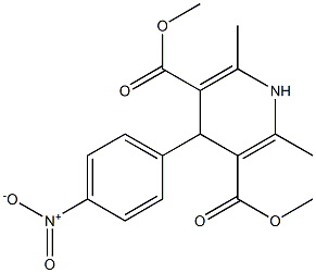 DIMETHYL 1,4-DIHYDRO-2,6-DIMETHYL-4-(4-NITROPHENYL)-PYRIDINE-3,5-DICARBOXYLATE 化学構造式