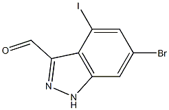 6-BROMO-4-IODOINDAZOLE-3-CARBOXYALDEHYDE Structure