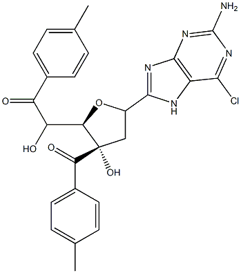 2-AMINO-6-CHLORO-9-(3,5-DI-(P-TOLUOYL)BETA-D-2-DEOXYRIBOFURANOSYL)PURINE,,结构式