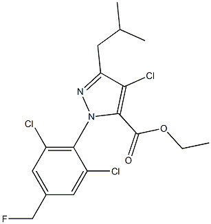 4-CHLORO-1-[2,6-DICHLORO-4-(FLUOROMETHYL)PHENYL]-3-(2-METHYLPROPYL)-1H-PYRAZOLE-5-CARBOXYLIC ACID ETHYL ESTER,,结构式