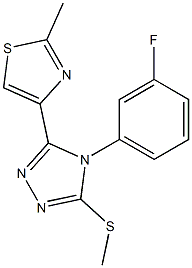 4-[4-(3-fluorophenyl)-5-(methylthio)-4H-1,2,4-triazol-3-yl]-2-methyl-1,3-thiazole Struktur