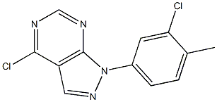 4-CHLORO-1-(3-CHLORO-4-METHYLPHENYL)-PYRAZOLO[3,4-D]PYRIMIDINE 化学構造式