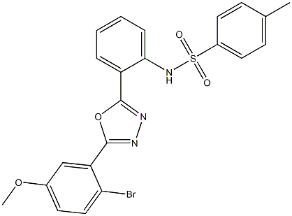 N1-{2-[5-(2-bromo-5-methoxyphenyl)-1,3,4-oxadiazol-2-yl]phenyl}-4-methylbenzene-1-sulfonamide 化学構造式