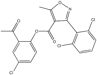 2-acetyl-4-chlorophenyl 3-(2,6-dichlorophenyl)-5-methylisoxazole-4-carboxylate Structure