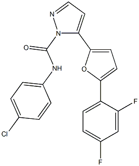 N1-(4-chlorophenyl)-5-[5-(2,4-difluorophenyl)-2-furyl]-1H-pyrazole-1-carboxamide 化学構造式