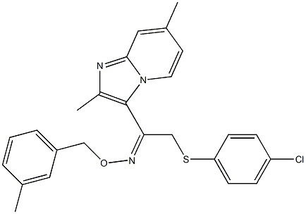2-[(4-chlorophenyl)sulfanyl]-1-(2,7-dimethylimidazo[1,2-a]pyridin-3-yl)-1-ethanone O-(3-methylbenzyl)oxime Structure