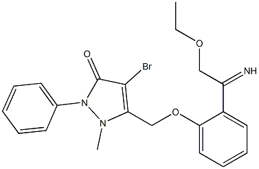 4-bromo-5-{[2-(ethoxyethanimidoyl)phenoxy]methyl}-1-methyl-2-phenyl-1,2-dihydro-3H-pyrazol-3-one,,结构式