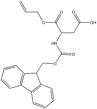 4-(allyloxy)-3-{[(9H-fluoren-9-ylmethoxy)carbonyl]amino}-4-oxobutanoic acid 化学構造式